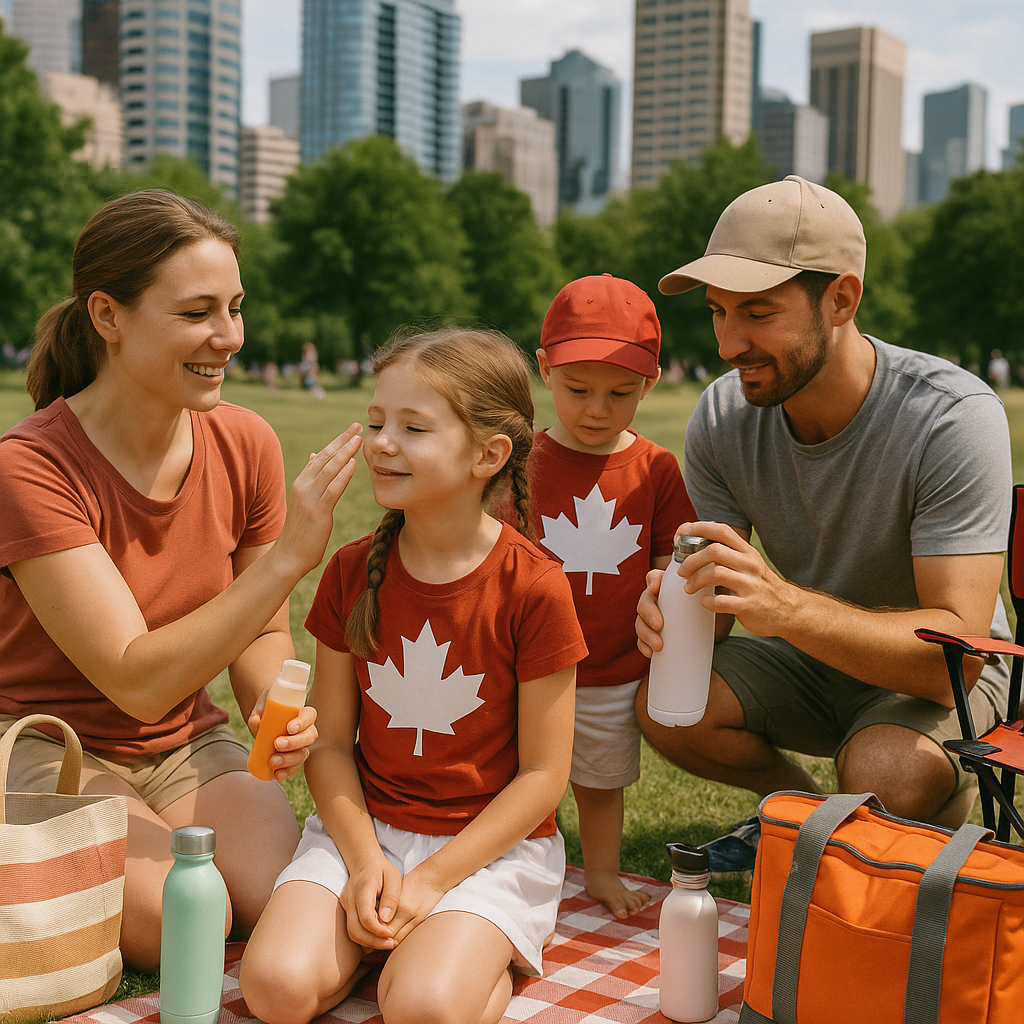 Family getting ready for Canada Day 2026 festivities