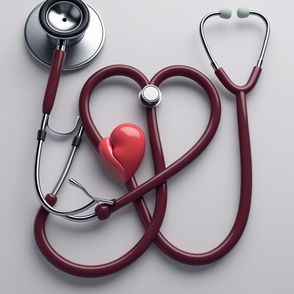 A creative image of a stethoscope forming a heart shape, symbolizing healthcare compassion.