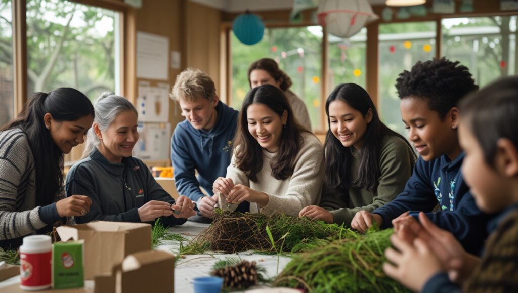 community members learning about eco-friendly practices in a workshop