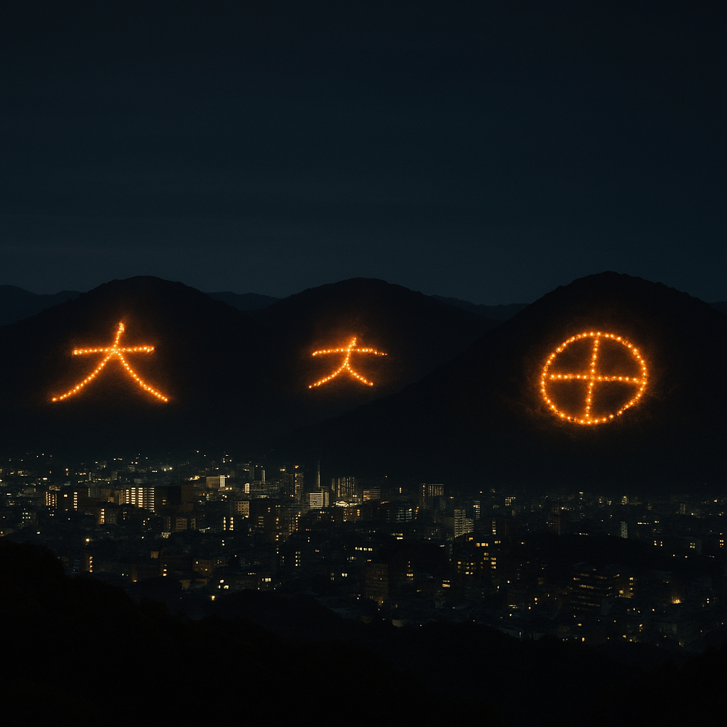 Obon 2026 mountain fires in Kyoto style send-off ritual