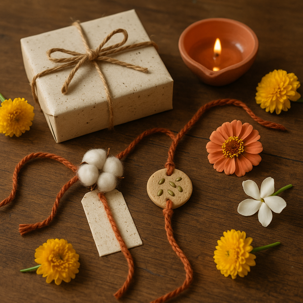 Eco-friendly Raksha Bandhan 2026 handmade rakhi display