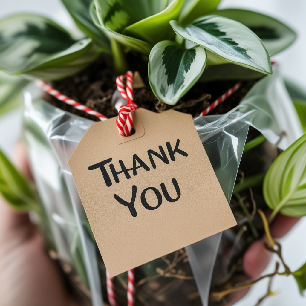 plant gift with a thank you tag for a healthcare professional