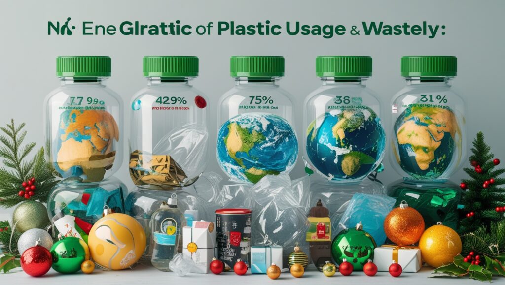 Infographic showing global statistics on plastic usage and waste.