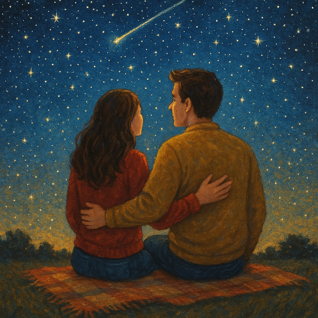couple stargazing and sharing future dreams